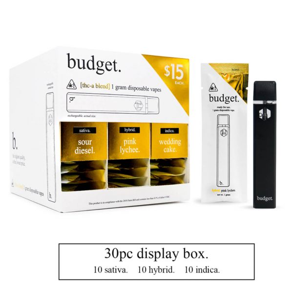 Budget Starter Box of 1G Disposable Vape Pens – 30 Pack