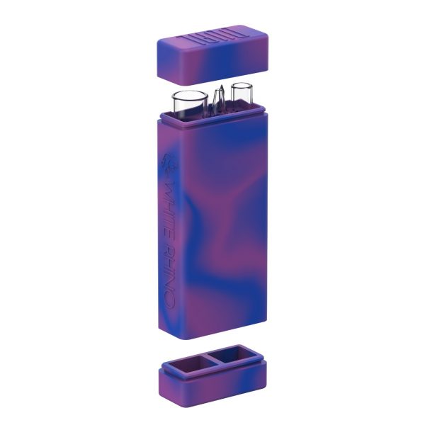 White Rhino Dual Original Silicone Container w/ Glass Straw & Chillum - Assorted Colors 21CT Display - Image 3