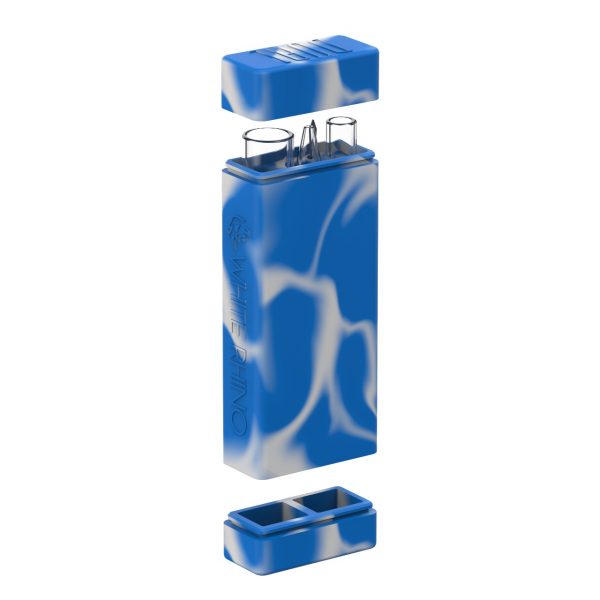 White Rhino Dual Original Silicone Container w/ Glass Straw & Chillum - Assorted Colors 21CT Display - Image 4