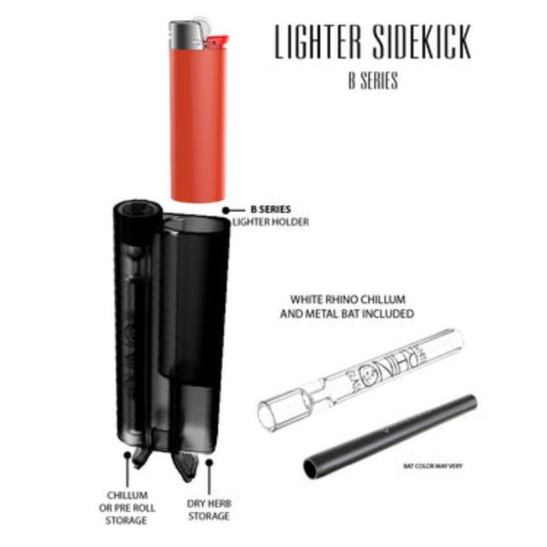 White Rhino Lighter Sidekick B Series Transparent Black - 12CT Display - Image 2