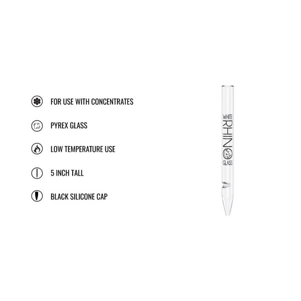 White Rhino Pyrex V2 Dab Straw w/ Silicone Cap - 25CT Display - Image 3