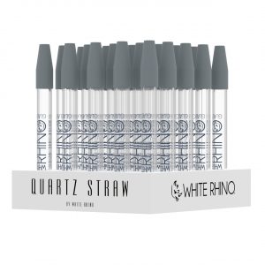 White Rhino Quartz Dab Straw w/ Silicone Cap - 25CT Display