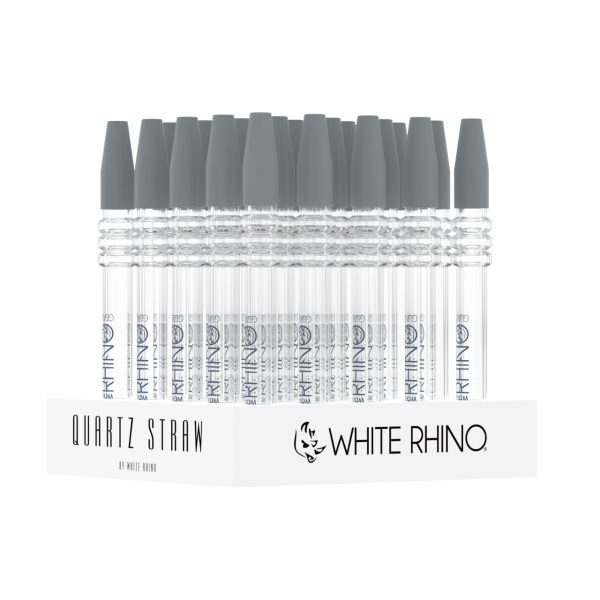 White Rhino Quartz Dab Straw w/ Silicone Cap - 25CT Display - Image 2