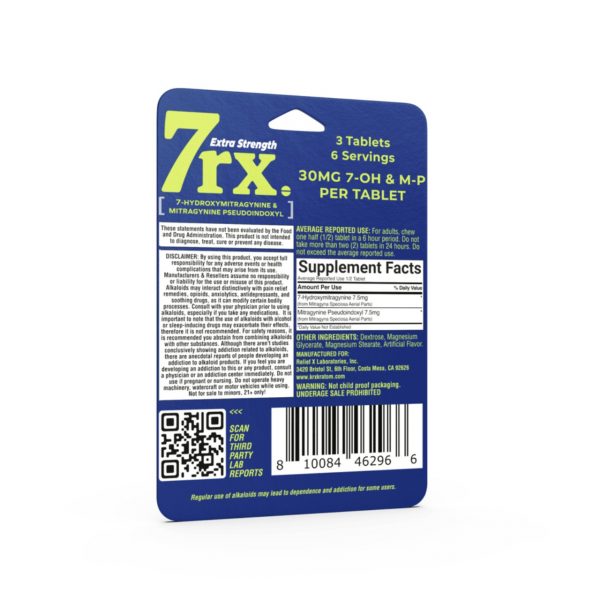 7RX 7-Hydroxymitragynine Pseudoindoxyl Chewable Tablets - 3PK Blue
