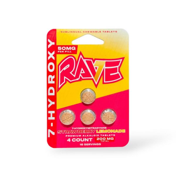 RAVE 7-Hydroxymitragynine Tablets 200MG - 4CT Strawberry Lemonade