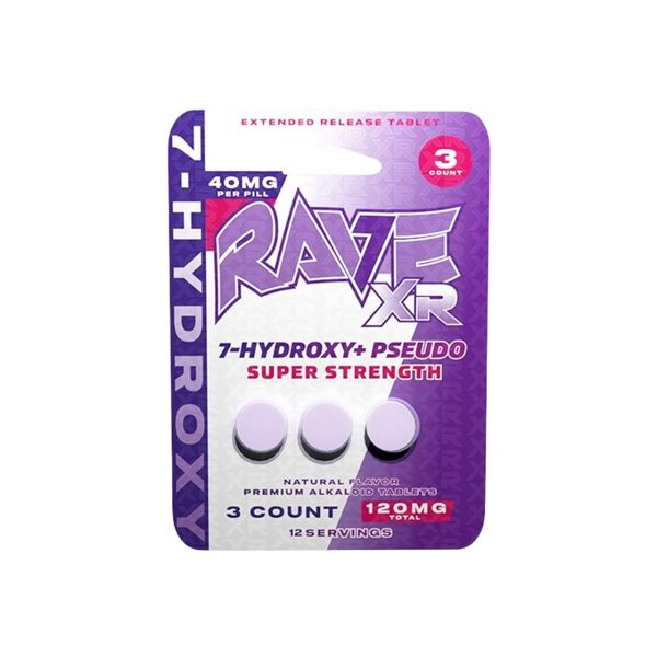 RAVE XR Super Strength 7-Hydroxy + Pseudo Tablets 120MG - 3CT