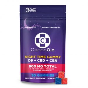 CannaAid D9/CBD/CBN Night Time Gummies 900MG - Blue Razz/Blueberry/Strawberry