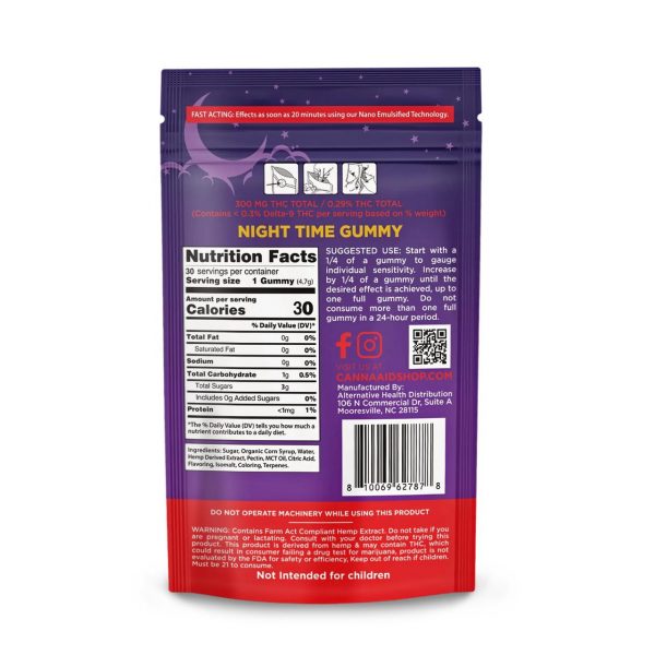 CannaAid D9/CBD/CBN Night Time Gummies 900MG - Blue Razz/Blueberry/Strawberry